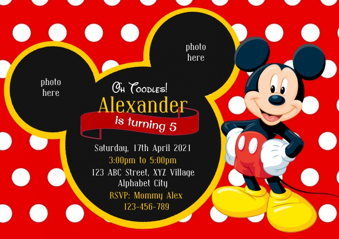 Modele Mickey Mouse Anniversaire Invitation Postermywall Modele Mickey Mouse Anniversaire Invitation Postermywall