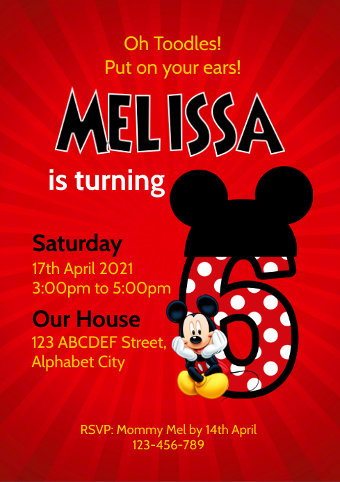 Modele Mickey Mouse Anniversaire Invitation Postermywall