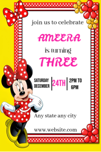 Blanco Minnie Mouse Birthday Invitation Grafik Pinterest Template