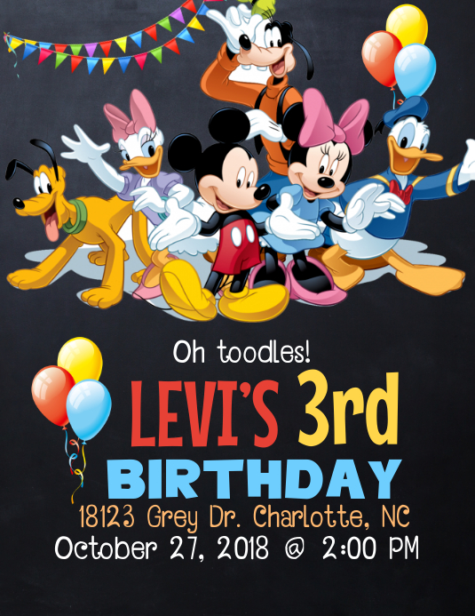 Mickey Mouse Clubhouse Birthday Invitation Flyer (US Letter) template