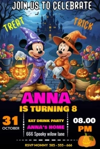 Mickey Halloween Invitation Póster template