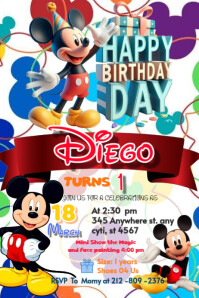 White First Birthday Invitation 海报 Template