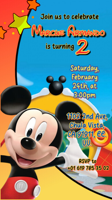 Mickey mouse invitation 数字显示屏 (9:16) template