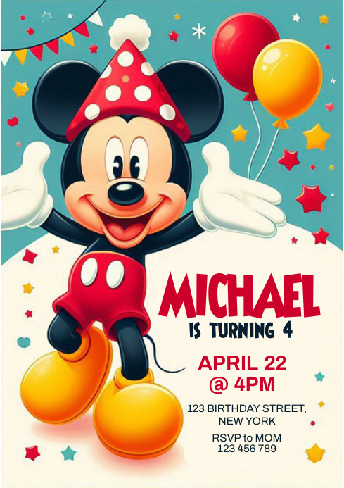 mickey mouse invitation Template | PosterMyWall