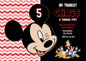 Mickey Mouse Invitation Postcard template