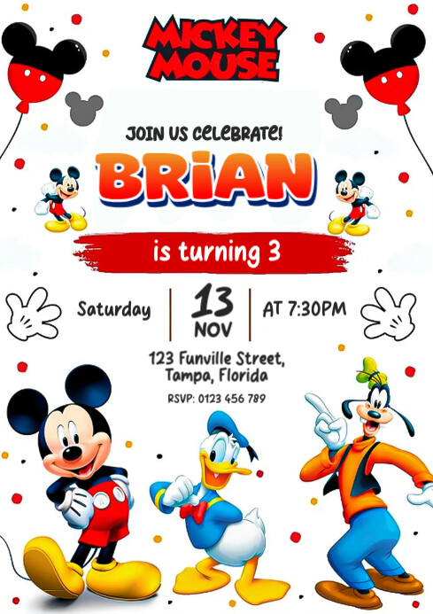 mickey mouse invitation A4 template