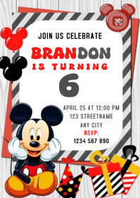 Mickey Mouse Kids Birthday A5 template