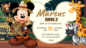 Mickey mouse safari invitation Digitalt display (16:9) template