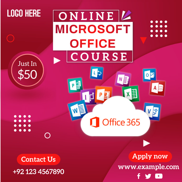 Microsoft Office 365 Online Course Template PosterMyWall