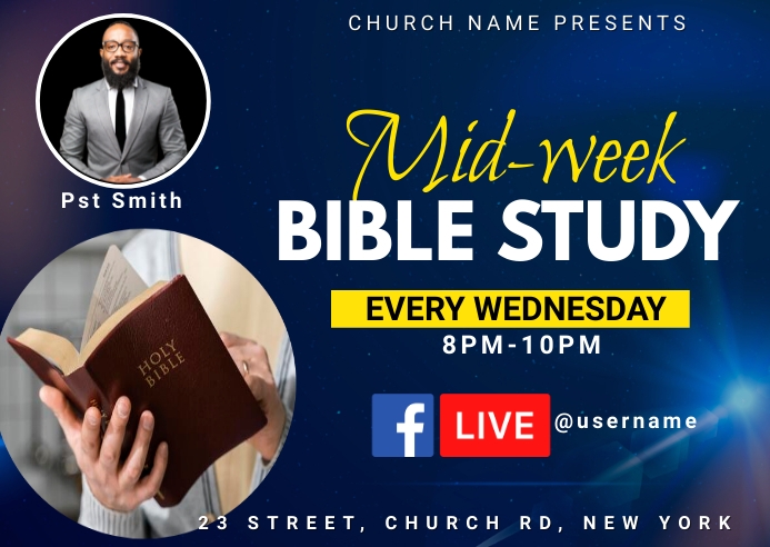 Mid Week Study Mid-week Bible study Template | PosterMyWall
