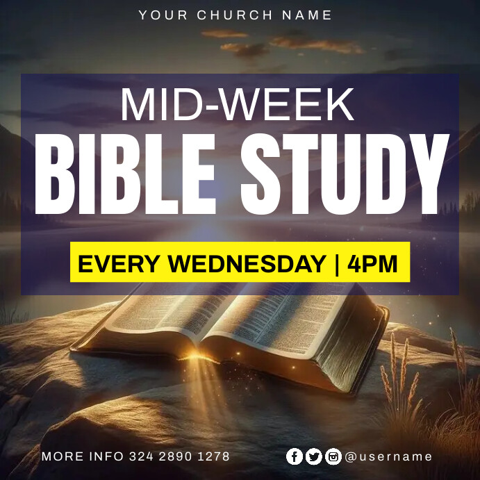 Mid-week Bible study Wpis na Instagrama template