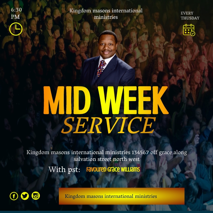 MID WEEK CHURCH SERVICE TEMPLATE | PosterMyWall