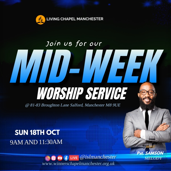 MID-WEEK SERVICE Template | PosterMyWall