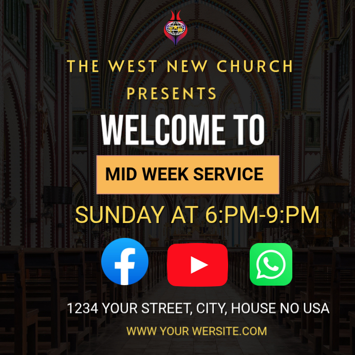 MID WEEK SERVICE Template | PosterMyWall