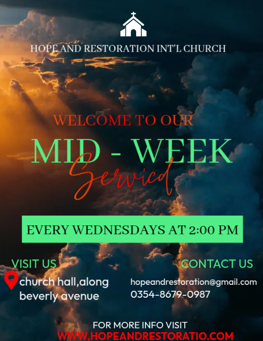 Black Mid Week Service Flyers Template | PosterMyWall