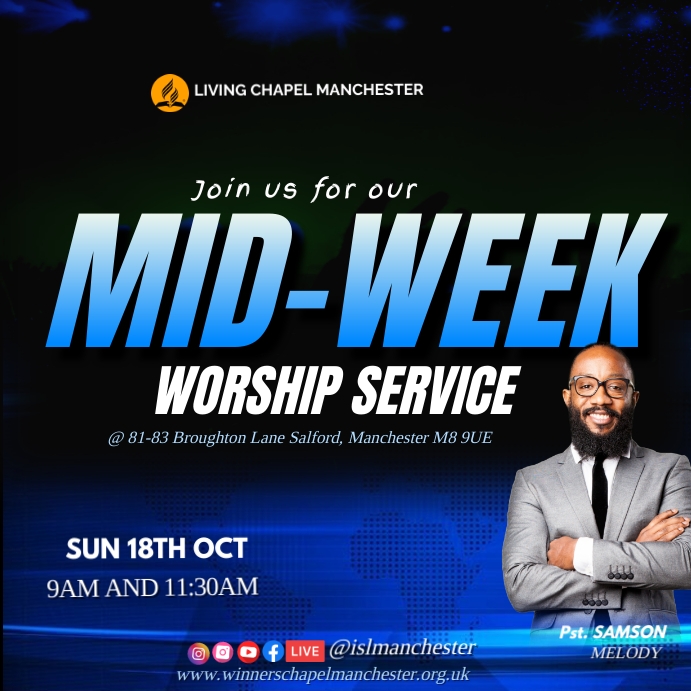MID-WEEK SERVICE Template | PosterMyWall