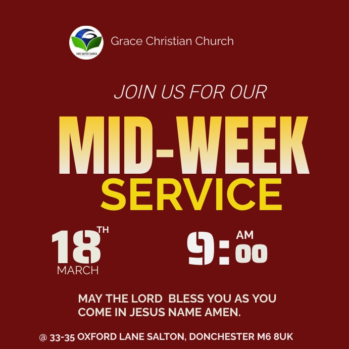 MID-WEEK SERVICE Template | PosterMyWall