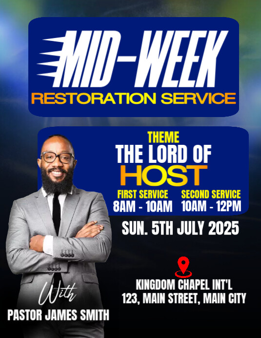 MID WEEK SERVICE FLYER Pamflet (VSA Brief) template