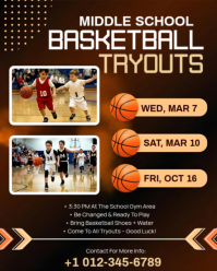 Middle School Basketball Tryouts Flyer Template Instagram Portrait