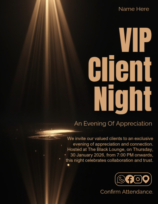 Vip Client Newsletter Midnight Champagne VIP Client Night Abstract Flyer Template | PosterMyWall