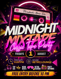 Midnight Mixtape Party Flyer (US Letter) template