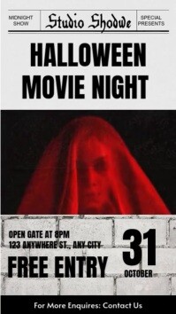 Midnight streams - Halloween Movie night Poster Instagram Story template