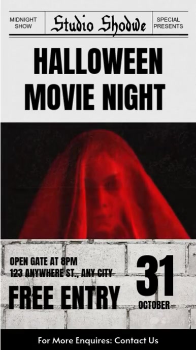 Midnight streams - Halloween Movie night Poster História do Instagram template