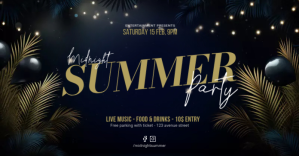 Midnight Summer Party event promo template Ibinahaging Larawan sa Facebook