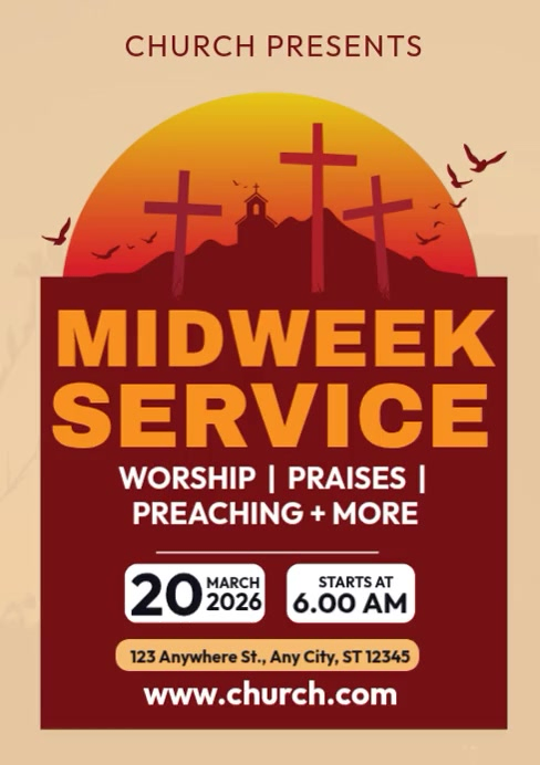 Midweek Church Service Ads Template | PosterMyWall