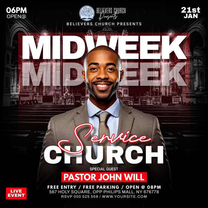 Copy of MIDWEEK CHURCH SERVICE | PosterMyWall