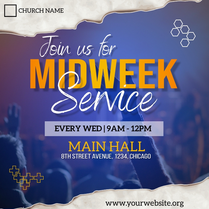 Copy of midweek church service flyer PosterMyWall