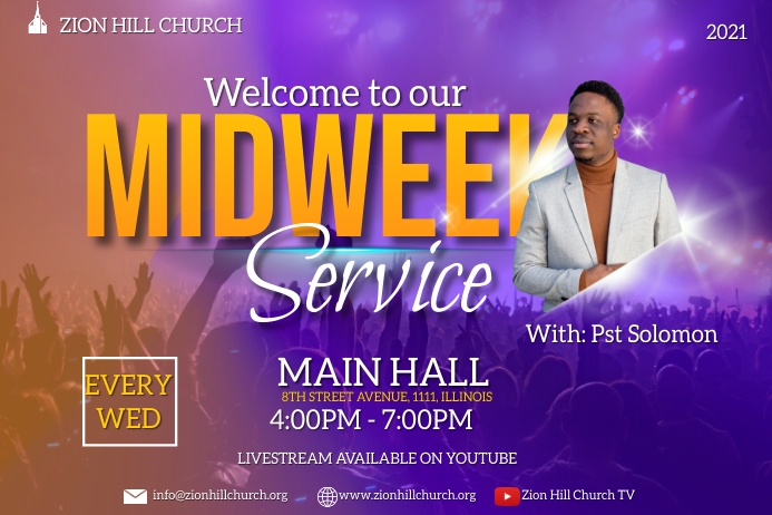 midweek church service invitation flyer Template | PosterMyWall