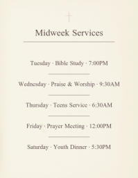 Weiß Church Midweek Services Flyer Template