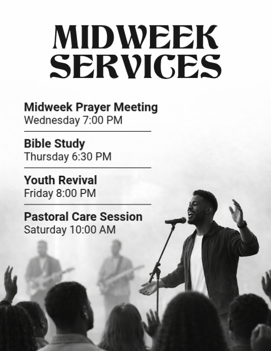 Midweek Church Services Schedule Prayer Bible Study Youth Revival ...