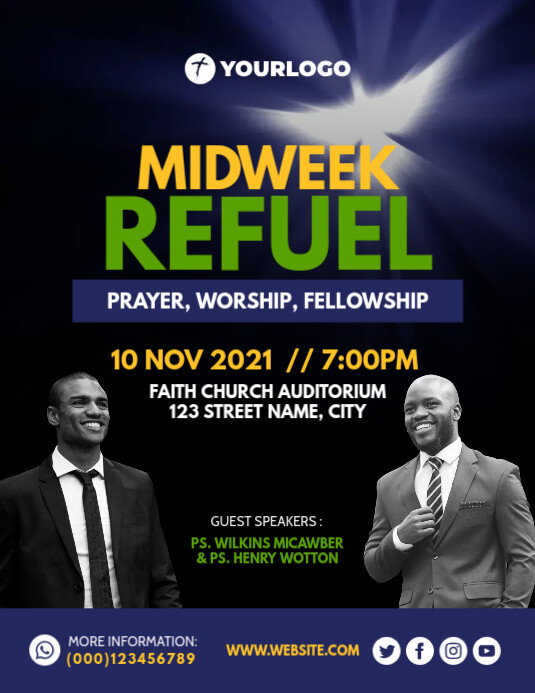 midweek refuel church flyer Template | PosterMyWall