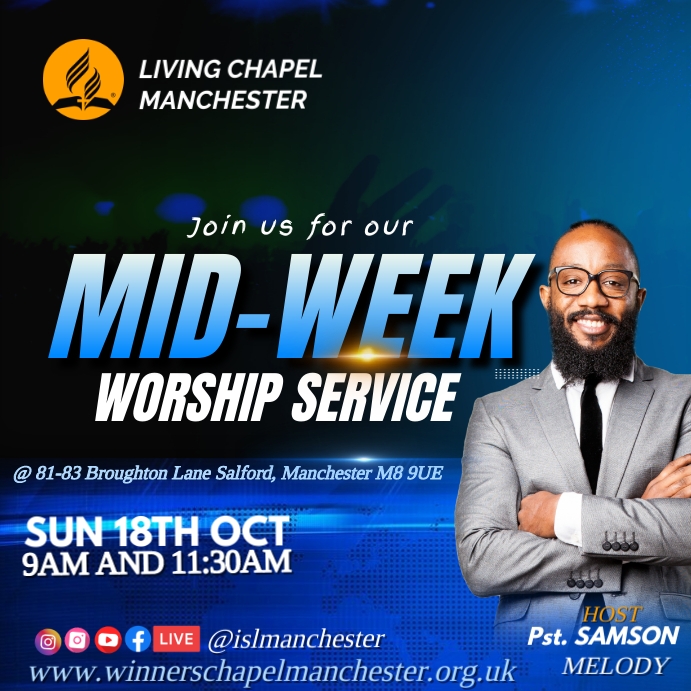 Plantilla de MIDWEEK SERVICE | PosterMyWall