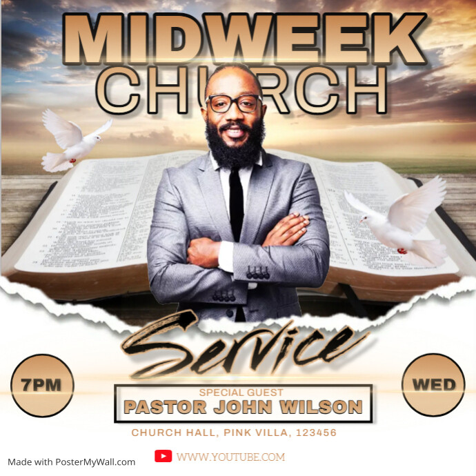 MIDWEEK SERVICE Template | PosterMyWall