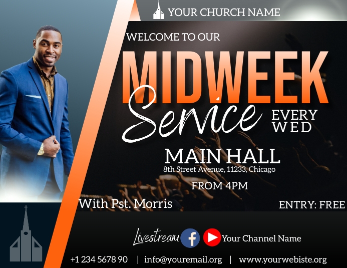midweek service invitation flyer Template | PosterMyWall