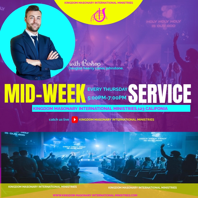Midweek service poster template PosterMyWall