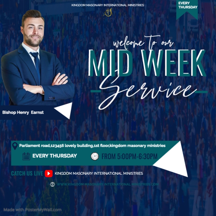 Midweek service poster template | PosterMyWall