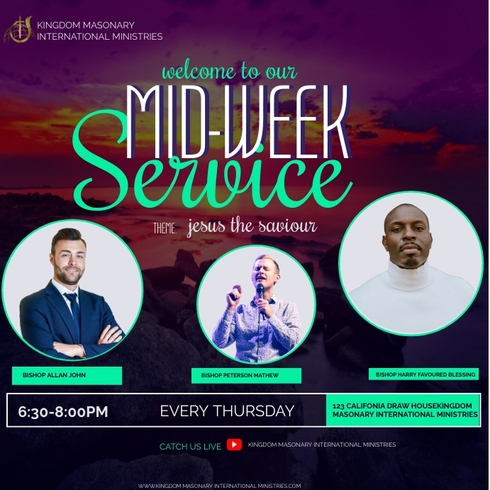 Midweek service poster template | PosterMyWall