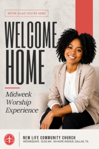白色 Church Welcome Poster Template
