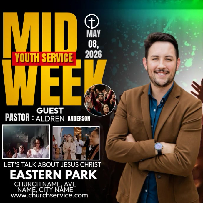 Plantilla de Midweek youth service worship gathering | PosterMyWall