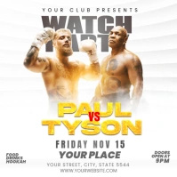 Mike Tyson Vs Jake Paul Watch Party Flyer Publicación de Instagram template