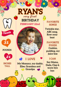 Milestones board template for baby A3