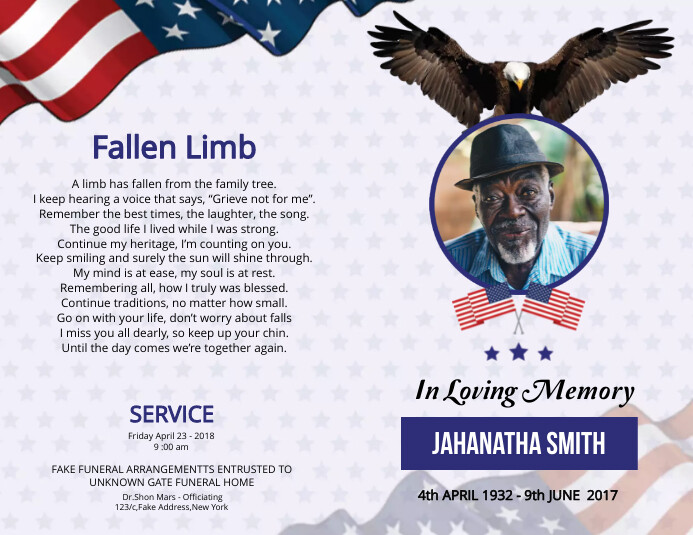 Military Army Funeral Program Template | PosterMyWall