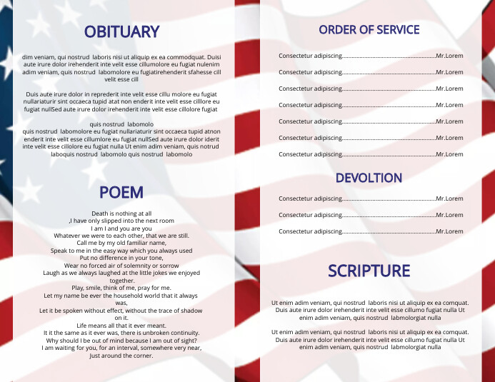 Military Army Funeral Program Template | PosterMyWall