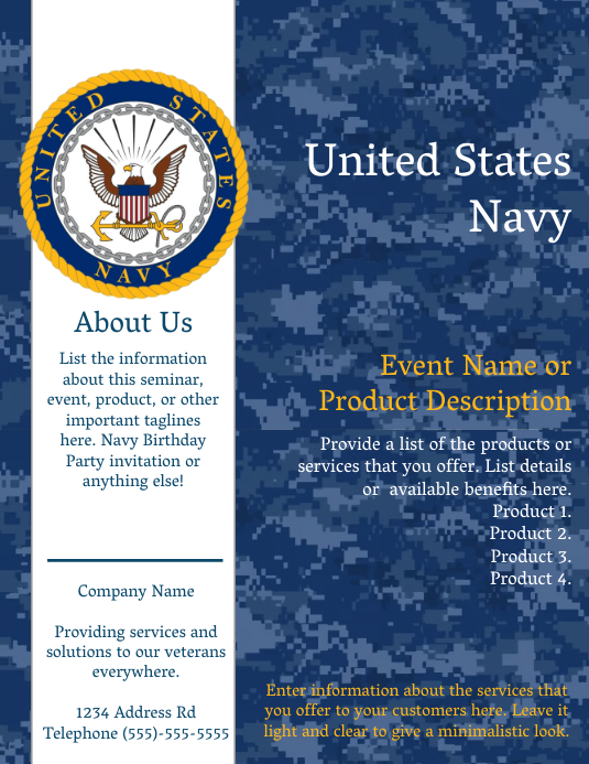 Navy Information Template | PosterMyWall
