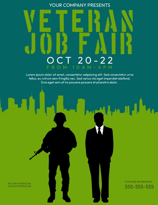 military Veterans Job Fair Flyer Poster Templ Template | PosterMyWall