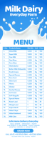 White Milk Dairy Menu Ibhana 2' × 6' Template
